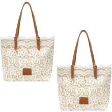 (White-2pcs, -) Vintage pitsiolkalaukku, tyylikäs lukkolaukku naisille