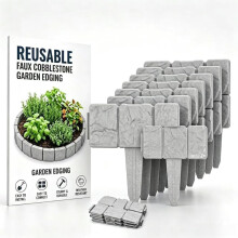 (Gray, -) Valla de jardín imitación piedra 2026, borde DIY sin excavación entrelazable