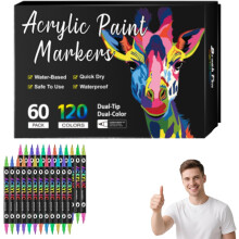 (120 Colors, -) 96 Colors Dual Tip Acrylic Paint Pen Marker, Double-Headed for Rock & Canvas Art
