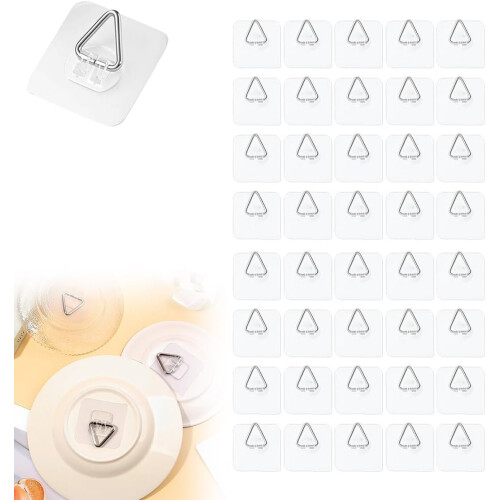 (Triangle/40PCS, Triangle Hook) Σετ 12 γάντζων αυτοκόλλητων χωρίς τρύπημα - Κρεμάστρες κουζίνας