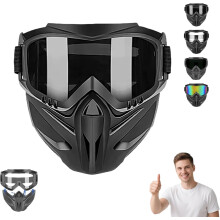 (Grey, -) Máscara Facial Desmontável, Fixação Rápida para Moto e Madeira