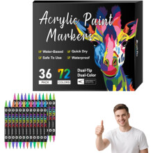 (72 Colors, -) 96 Colors Dual Tip Acrylic Paint Pen Marker, Double-Headed for Rock & Canvas Art