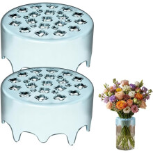 (Blue*2, -) Stretch Silicone Blossom Grid Flower Arranger, Reusable Floral Grid for Vase