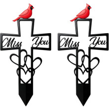 (2 PCS, -) Metall Friedhofs Gedenktafel, Kardinäle Grabmarker mit Kreuz
