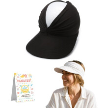 (Black, One Size) Visor de Aba Larga para Mulher, Proteção UV 50+ para Praia