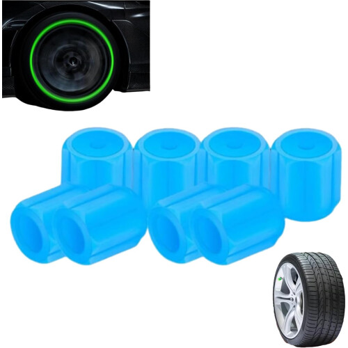 (Blue-8pcs, -) Set cappucci valvole auto luminescenti, accessorio guida notturna