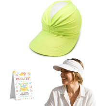 (Yellow, One Size) Dames brede rand zonneklep hoed – 50+ UV-bescherming voor strand en golf