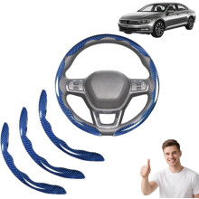 (blue-3pcs, -) Volante auto antiscivolo in silicone fibra carbonio, universale