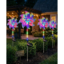 (4pcs, -) Magischer Regenbogen Solar Pinwheel Lichter, LED Garten Windradstecker