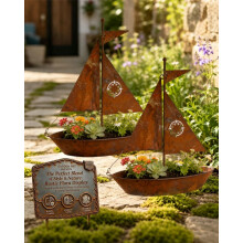 (2pcs, -) Portavaso barca a vela in metallo, scultura 3D con funzione vaso