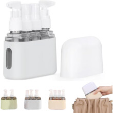 (Gray, 4 in 1) Mini Shampoo-Spender Set, tragbare Reiseflaschen für Toilettenartikel