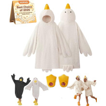 (White, XX-Large) Tragbare Gänse Decke Hoodie Onesie, Flanell Pyjama für Kinder & Erwachsene