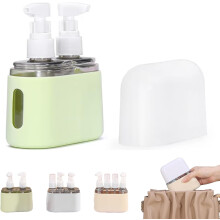 (Green, 2 in 1) Mini Shampoo-Spender Set, tragbare Reiseflaschen für Toilettenartikel