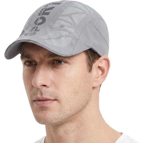 (C-light Grey, -) Ανδρικό καπέλο βάσης με προστασία UV, ρυθμιζόμενο - Καπέλο ψαρέματος