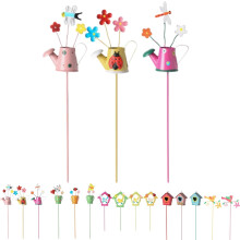 (kettle set, -) Set 3 supporti vasi in metallo a forma di fiore, dipinti a mano