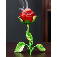 (Red, -) Vintage Rose Räuchergefäß, antiker Metallhalter für Meditation & Entspannung