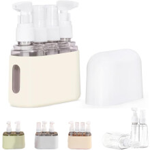 (Beige, 4 in 1) Mini Shampoo-Spender Set, tragbare Reiseflaschen für Toilettenartikel