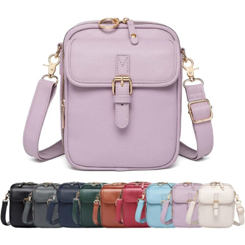 (Purple, -) Ρετρό δερμάτινη τσάντα crossbody, μεγάλη χωρητικότητα - Αντικλεπτική