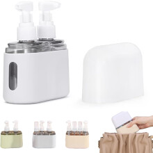 (Gray, 2 in 1) Mini Shampoo-Spender Set, tragbare Reiseflaschen für Toilettenartikel