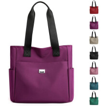 (Purple, -) Suuri kapasiteetti vettä hylkivä nylon olkalaukku työhön ja matkalle