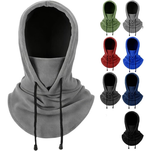 (B-light Grey, One Size) Passamontagna Sherpa, cappello termico e sciarpa invernale
