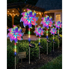 (6pcs, -) Magischer Regenbogen Solar Pinwheel Lichter, LED Garten Windradstecker