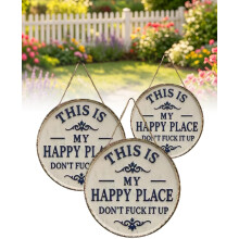 (8in+12in+16in, -) Vintage Metallschild "This Is My Happy Place", lustige Gartenwand Dekoration
