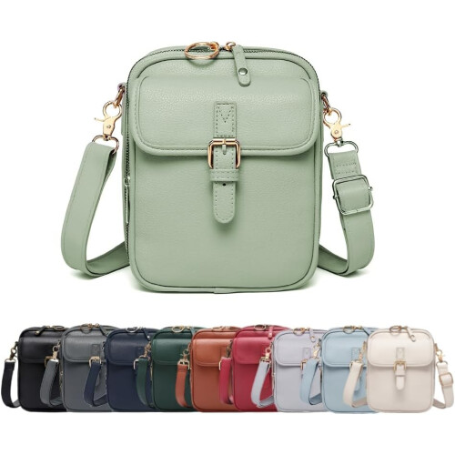 (Light Green, -) Δερμάτινη τσάντα crossbody διπλού στρώματος (ίδιο με 149) - Τσάντα μεσατζέρ