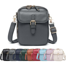 (Grey, -) Δερμάτινη τσάντα crossbody διπλού στρώματος (ίδιο με 149) - Τσάντα μεσατζέρ