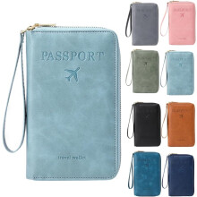 (Sky Blue, -) RFID Pasholder Pung, Blokerende Dokument Organizer Clutch Rejse Etui