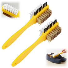 (Plastic Handle/2pcs, -) 2-in-1 mokkakenkäharja ja pyyhekumi, kumikiillotus nubukille ja nahalle