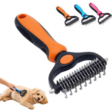 (Orange, -) Professioneller doppelseitiger Haustier-Entfilzungsrechen, Pflegebürste für Hunde & Katzen