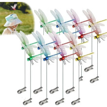 (12PCS, -) 8 Stück 3D künstliche Libelle Clip Insektenabwehr, Terrasse Garten Deko