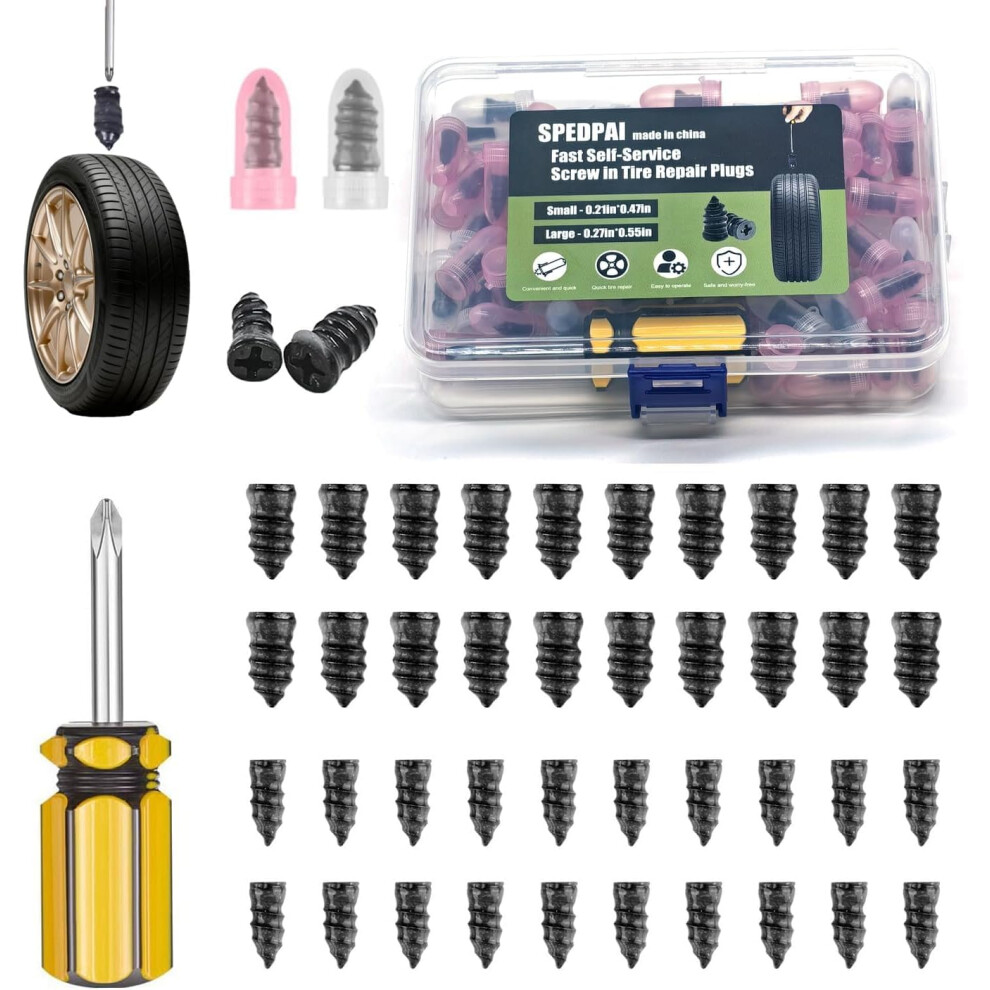 (40Pcs, -) 2026 Tire Repair Nails Kit, 20Pcs Spiral Rubber Screws With Screwdriver 5437706778462