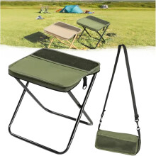 (Green, Medium) Taburete plegable ligero con bolsa, para senderismo picnic