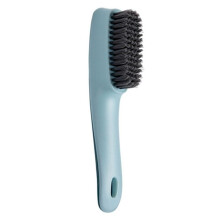 Multifunctional shoe brush with flocked bristles, cleaning tool for laundry and home, dark blue