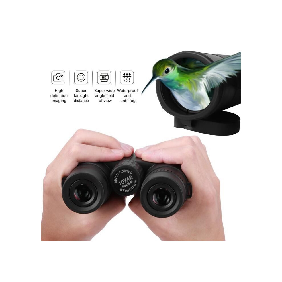 10X42 Bak4 Portable Binoculars With Universal Clip For Outdoor Hunting -Zoo Light Aihontai