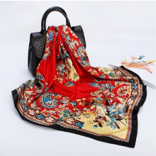 Women's square scarf, 90 x 90 cm, satin effect, floral print 229918