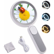 Loupe grossissante 10x avec 21 LED, rechargeable par USB, 3 modes pour la lecture, la création de bijoux et les loisirs créatifs, sac à