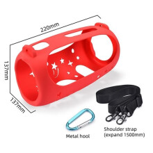 Beschermend siliconen hoesje met gesp en schouderband voor de JBL Pulse5 Bluetooth-luidspreker (rood)