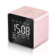 Bakeey V9 Mini Double Alarme Miroir Enceinte LED Bluetooth - Or rose
