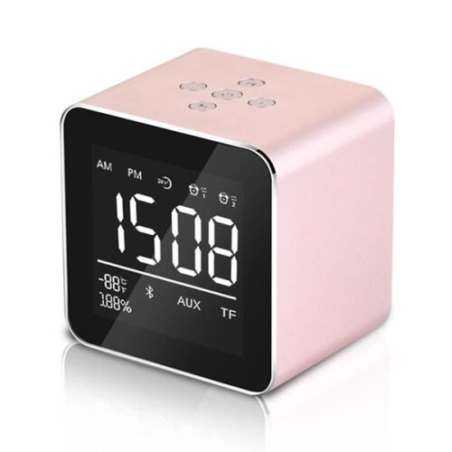 Bakeey V9 Mini Double Alarme Miroir Enceinte LED Bluetooth - Or rose