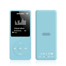 Lecteur MP3/MP4, mini lecteur sport 16 Go, haut-parleur externe adapté aux enfants, lecteur MP3 16 Go à brancher, bleu