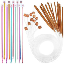 Ensemble de 23 crochets tunisiens, crochet de 310 mm, aiguille à tricoter en bambou avec perle, aiguille à crocheter en bambou, Carb