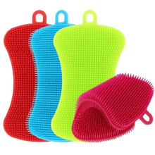 Brosse de nettoyage de cuisine, brosse à vaisselle en silicone, éponge pour casseroles et poêles, éponge pour laver les fruits et légumes,