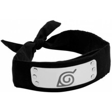 Naruto Konoha Symbol Headband - Shippuden Costume Accessory - Black, Silver - 90 x 5 cm