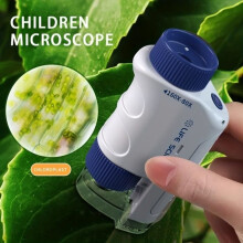 Draagbare microscoop, 120x zakmicroscoop met ledverlichting, educatief cadeau voor kinderen en studenten, blauw