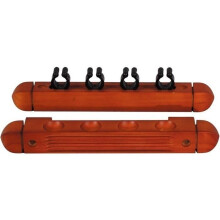 Porte-queues de billard 4 emplacements en noyer - Rangement mural pour 4 queues - Couleur bois