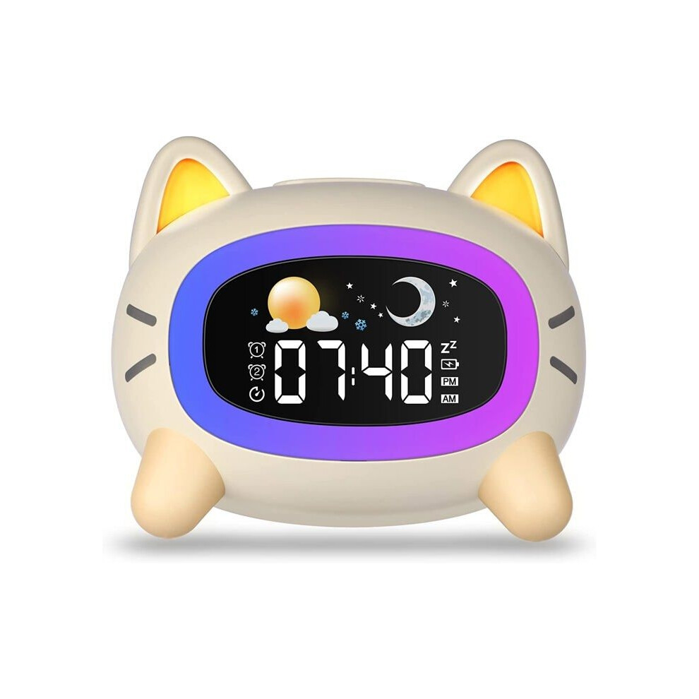 Aihontai Uplayteck Digital Alarm Clock - Cat Clock - 5 Lights - 7 Sounds - Dual Alarm