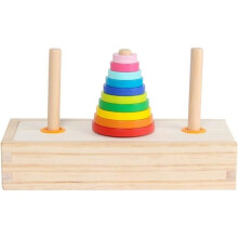 Jeu de société - Tour de Hanoi - Jeu de construction multifonctionnel en bois portable - Casse-tête mathématique, jeux de mathématiques